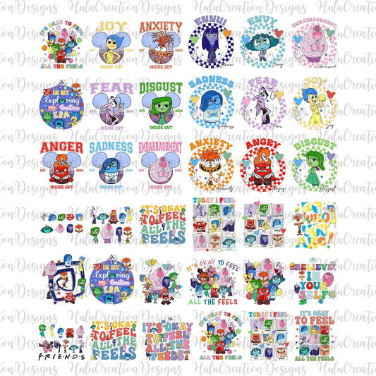 Inside out characters design Png bundle, cartoon png, instant digital download