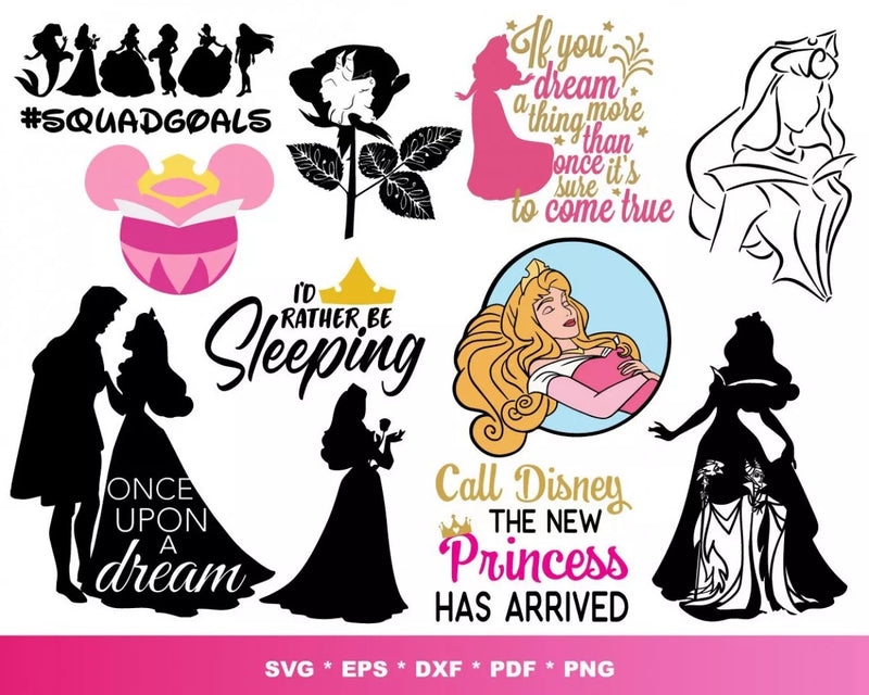 Princess Aurora SVG Bundle, Briar Rose SVG For Cricut, Sleeping Beauty SVG, Princess Aurora PNG Transparent