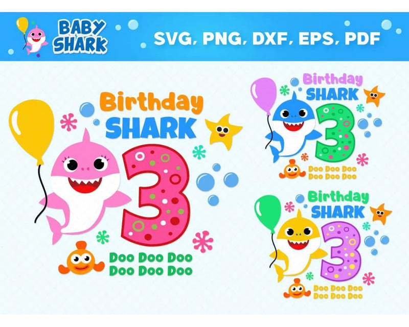 Baby Shark Birthday Svg, Baby Shark Birthday Png, Birthday Shark Clipart