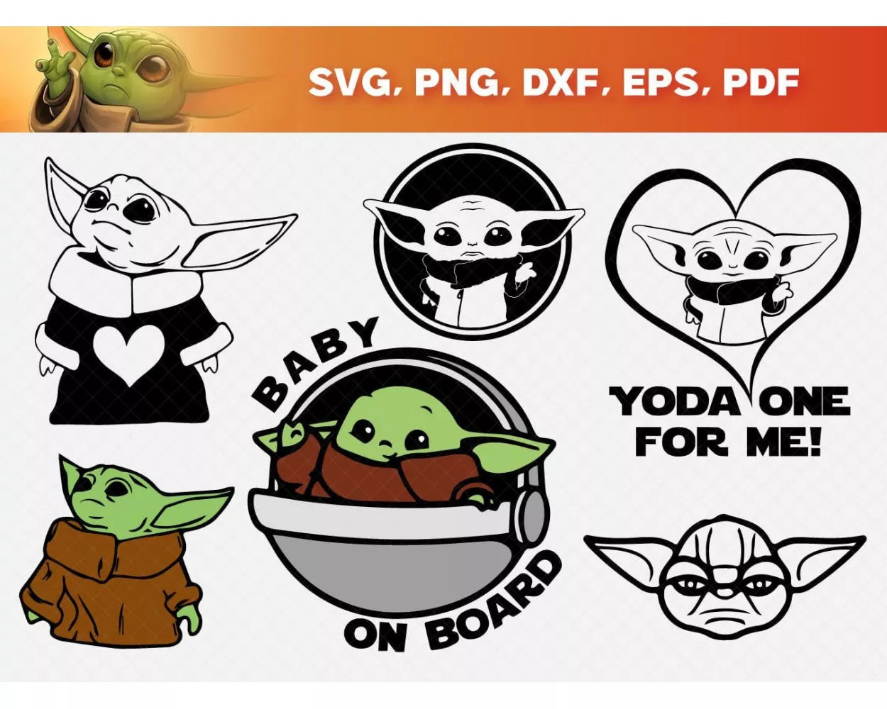 Baby Yoda SVG Bundle 22+ Files For Cricut & Silhouette