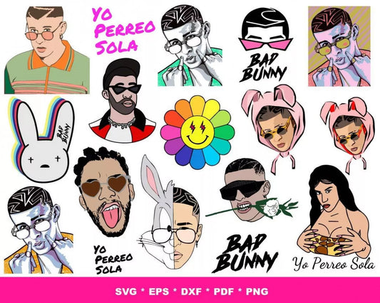 Bad Bunny Svg, Bad Bunny Svg for Cricut, Bad Bunny Clipart Bundle