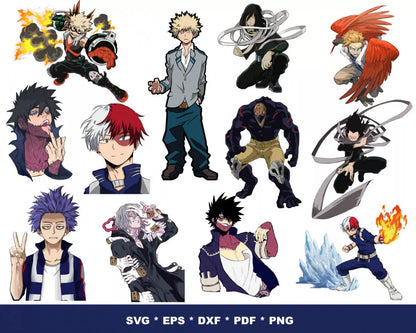 My Hero Academia Clipart Bundle, My Hero Academia SVG For Cricut, Hero Academia Silhouette Vector Cut Files