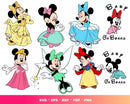 Princess Minnie Mouse SVG, Minnie Princess SVG, Minnie Clipart Set, Minnie Mouse Birthday Silhouette Vector Cut Files