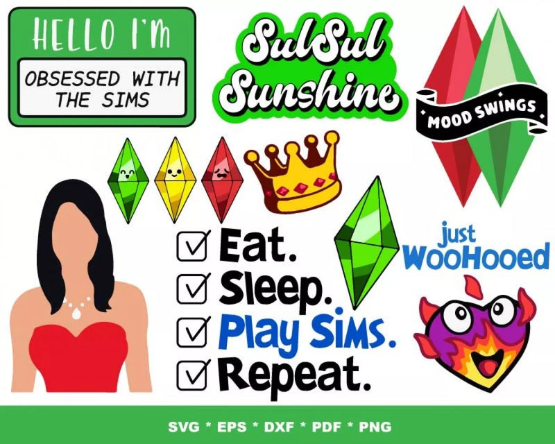 Sims Clipart Bundle, Sims SVG For Cricut, Sims Silhouette Vector Cut Files