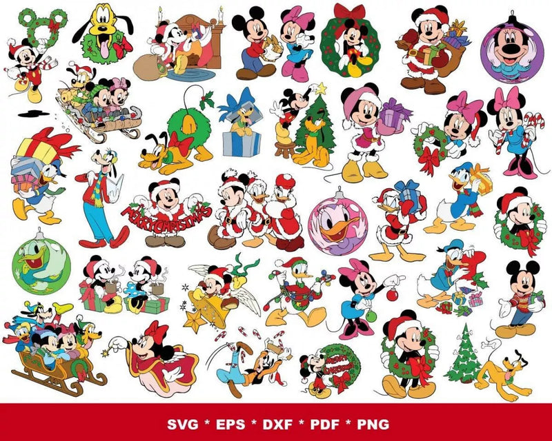 Mickey And Minnie Mouse Christmas Clipart, Disney Christmas SVG, Mickey Mouse Christmas SVG, Mickey Mouse PNG