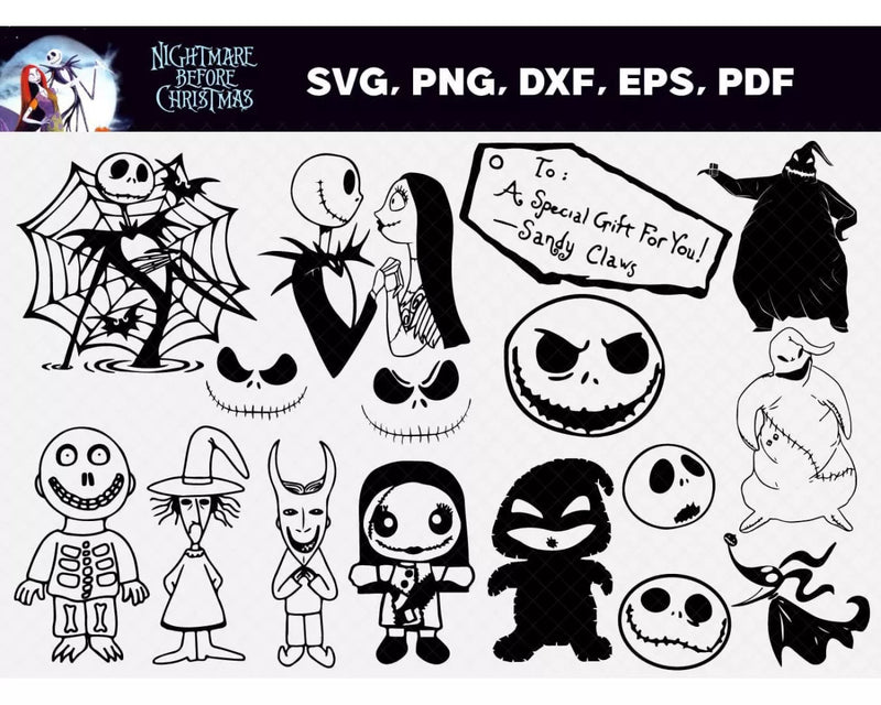 Jack Skellington SVG, Nightmare Before Christmas SVG Files For Cricut, Nightmare Before Christmas PNG Transparent