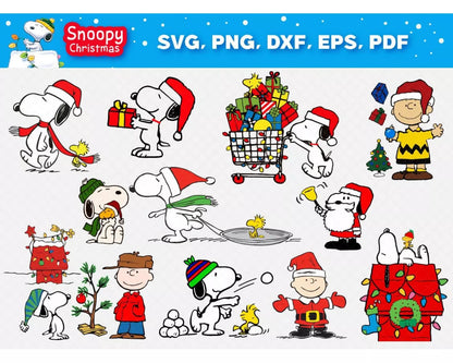 Snoopy Christmas Clipart Bundle, PNG & SVG Cut Files for Cricut & Silhouette