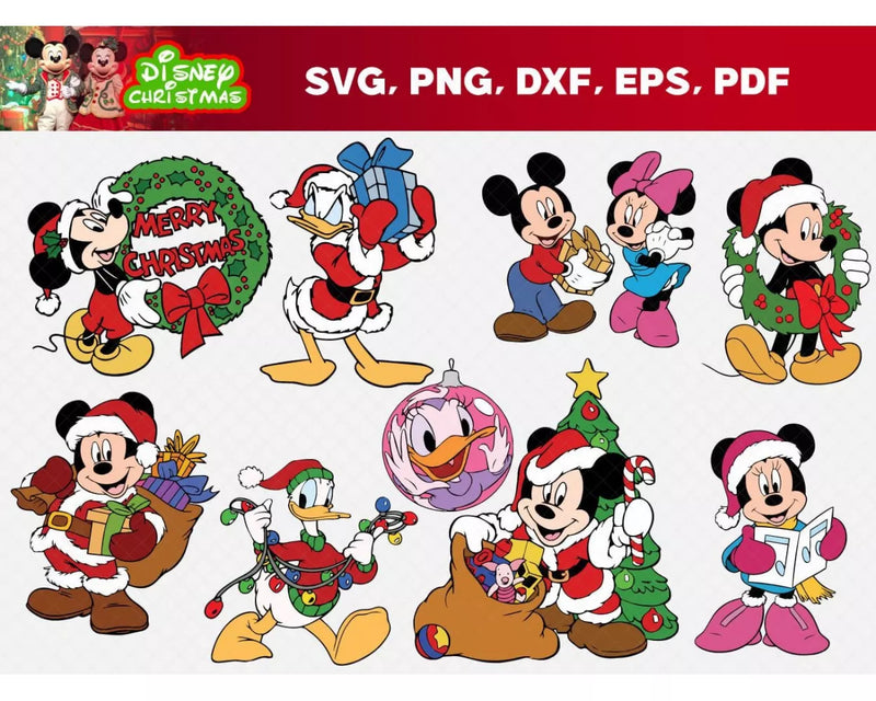 Christmas Disney SVG, Christmas Mickey Mouse SVG Cut Files, Christmas Minnie SVG Cricut, Merry Christmas Disney PNG