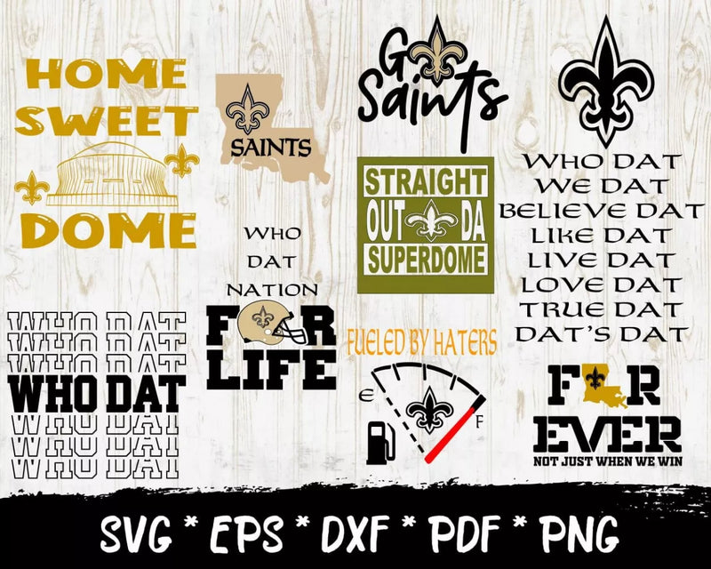 New Orleans Saints Clipart Bundle, PNG & SVG Cut Files for Cricut / Silhouette