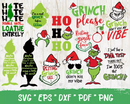 Grinch Christmas Svg, The Grinch Face Svg, Grinch Christmas Png, Merry Grinchmas SVG Cricut, Silhouette Vector Cut Files