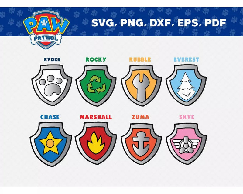 PAW Patrol Characters Clipart Bundle, PNG & SVG Cut Files for Cricut / Silhouette