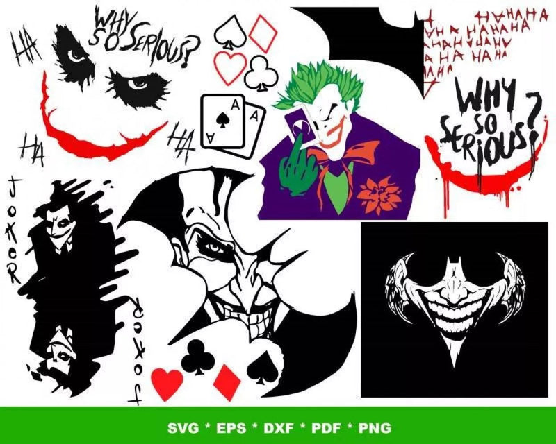 Joker Svg Bundle, Joker Svg For Cricut, Joker Clipart, Joker Cut Files, Silhouette Vector Cut File