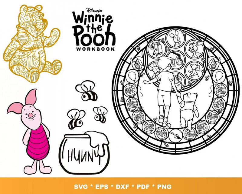 Winnie the Pooh Clipart Bundle, PNG & SVG Cut Files for Cricut & Silhouette