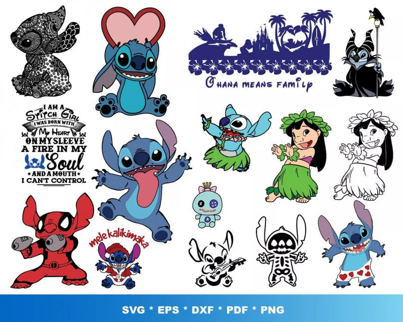 Lilo And Stitch SVG, Lilo & Stitch SVG For Cricut, Lilo & Stitch Clipart, Stitch Silhouette Vector Cut Files