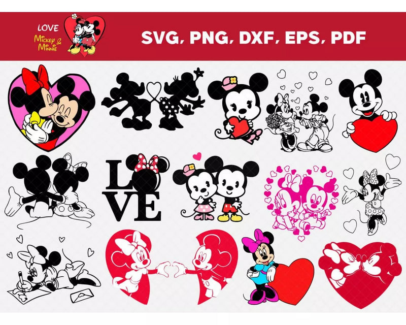 Mickey & Minnie Clipart Bundle, PNG & SVG Cut Files for Cricut / Silhouette