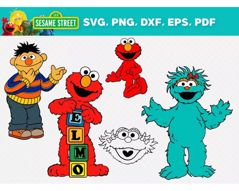 Sesame Street Clipart Bundle, Sesame Street Characters SVG, Sesame Street Cricut Files, Sesame Street Silhouette Vector Cut Files