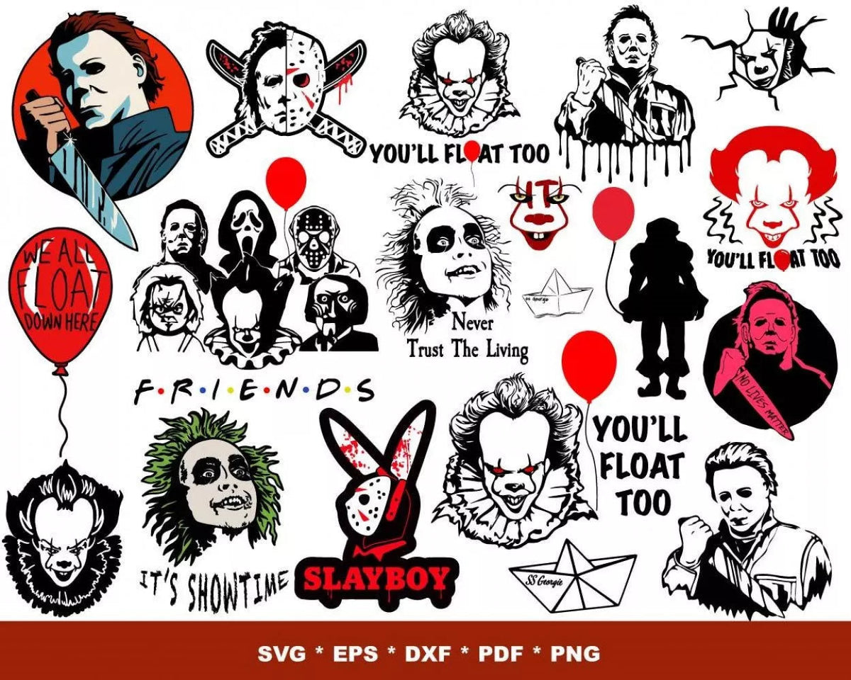 Horror Movies Clipart Bundle, PNG & SVG Files for Cricut & Silhouette