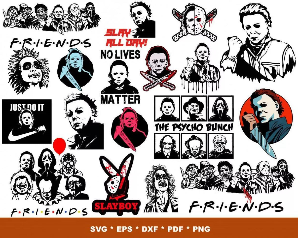 Michael Myers Clipart Bundle, Michael Myers Svg for Cricut, Michael Myers Silhouette Vector Cut Files
