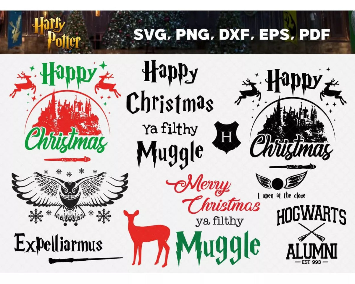 Harry Potter Christmas SVG Bundle 50+ Files For Cricut & Silhouette