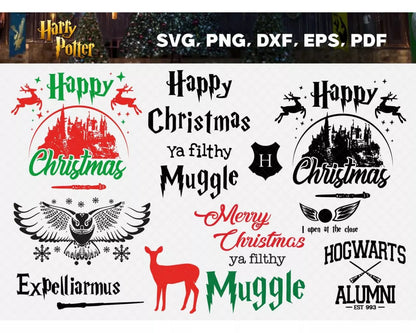 Harry Potter Christmas SVG Bundle 50+ Files For Cricut & Silhouette