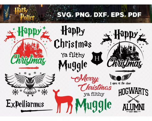 Harry Potter Christmas SVG Bundle 50+ Files For Cricut & Silhouette