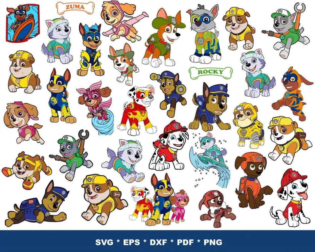Paw Patrol Clipart Bundle, Paw Patrol SVG For Cricut, Paw Patrol Birthday SVG, Paw Patrol Silhouette Vector Cut Files