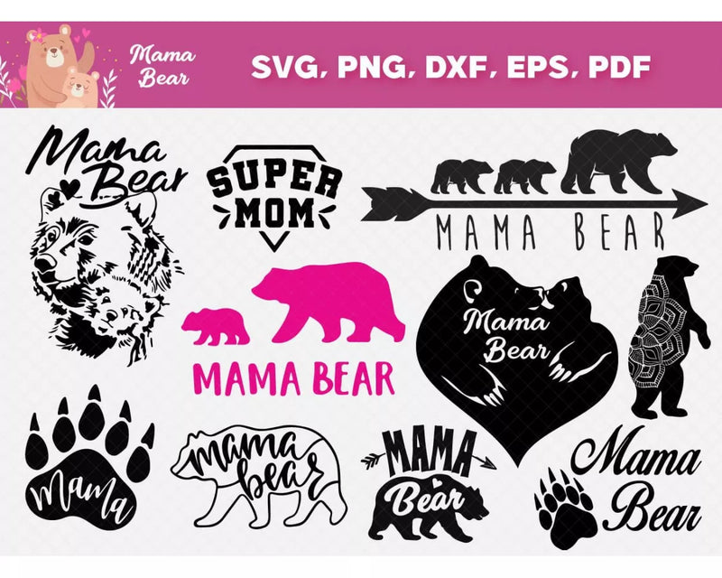 Mama Bear SVG Bundle 50+ Files For Cricut & Silhouette