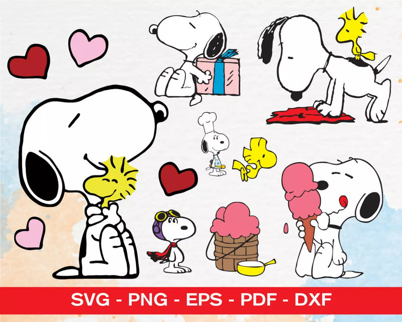 Snoopy and Woodstock Clipart Bundle, PNG & SVG Cut Files for Cricut & Silhouette