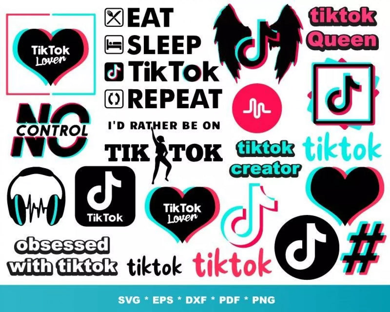 TikTok PNG & SVG Bundle, 1000+ Files For Cricut & Silhouette