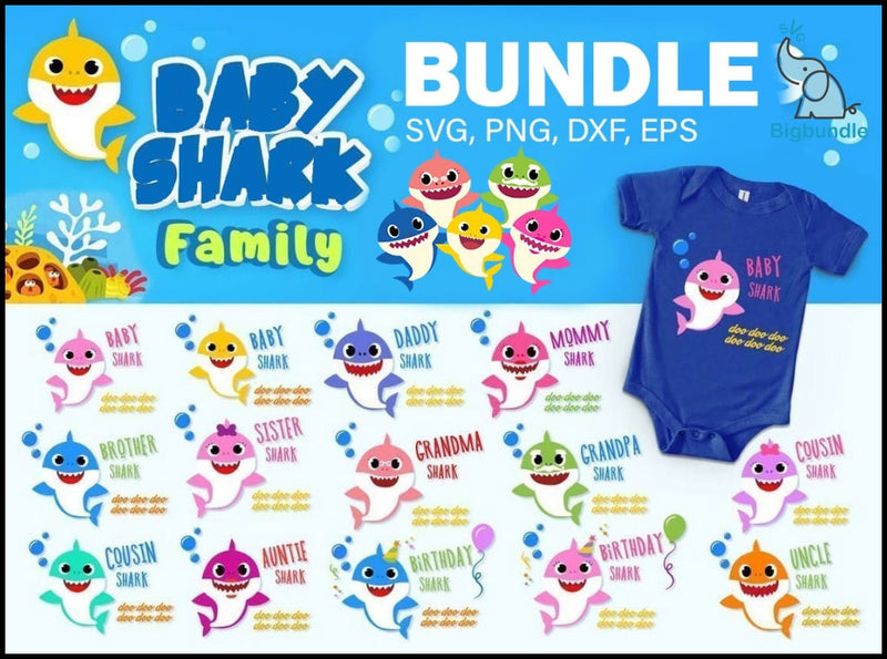 2000+ Baby Shark SVG Mega Bundle, Bundle svg, eps, png, dxf