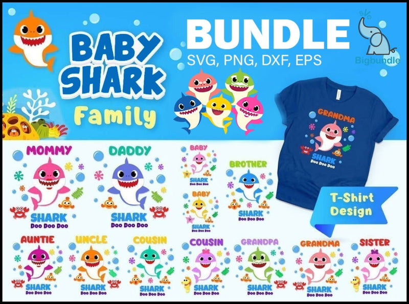 2000+ Baby Shark SVG Mega Bundle, Bundle svg, eps, png, dxf