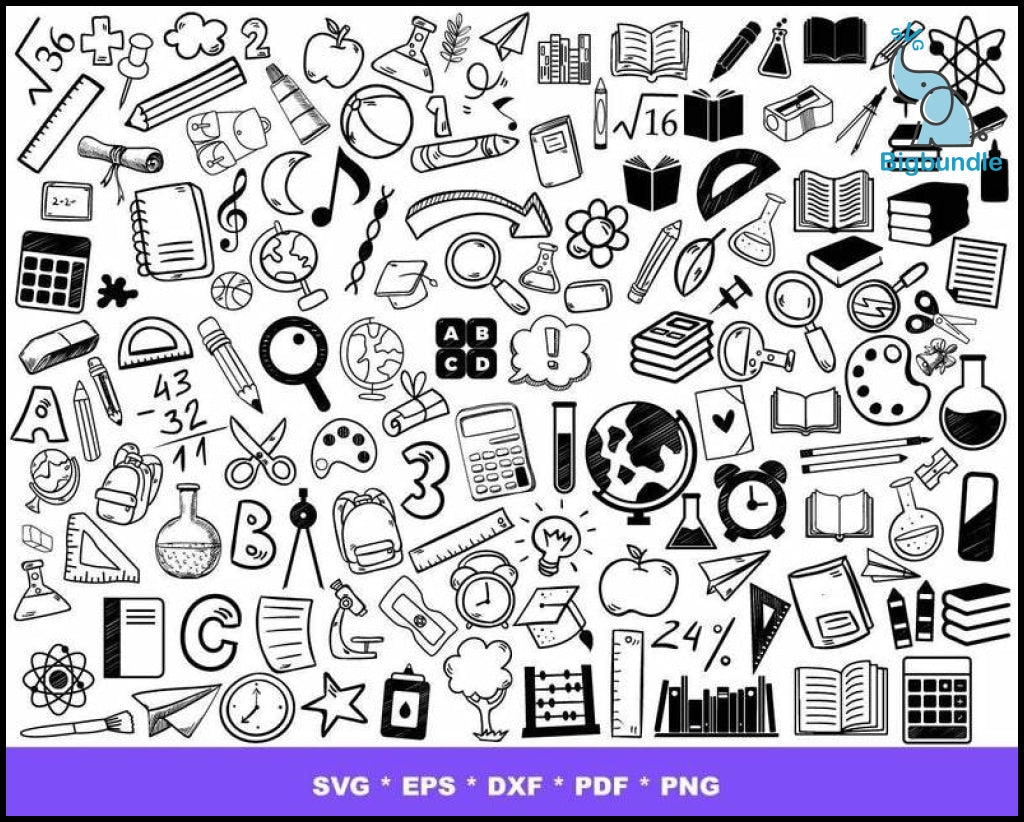 2000+ Back to school mega bundle svg, png, eps, dxf for cricut and print