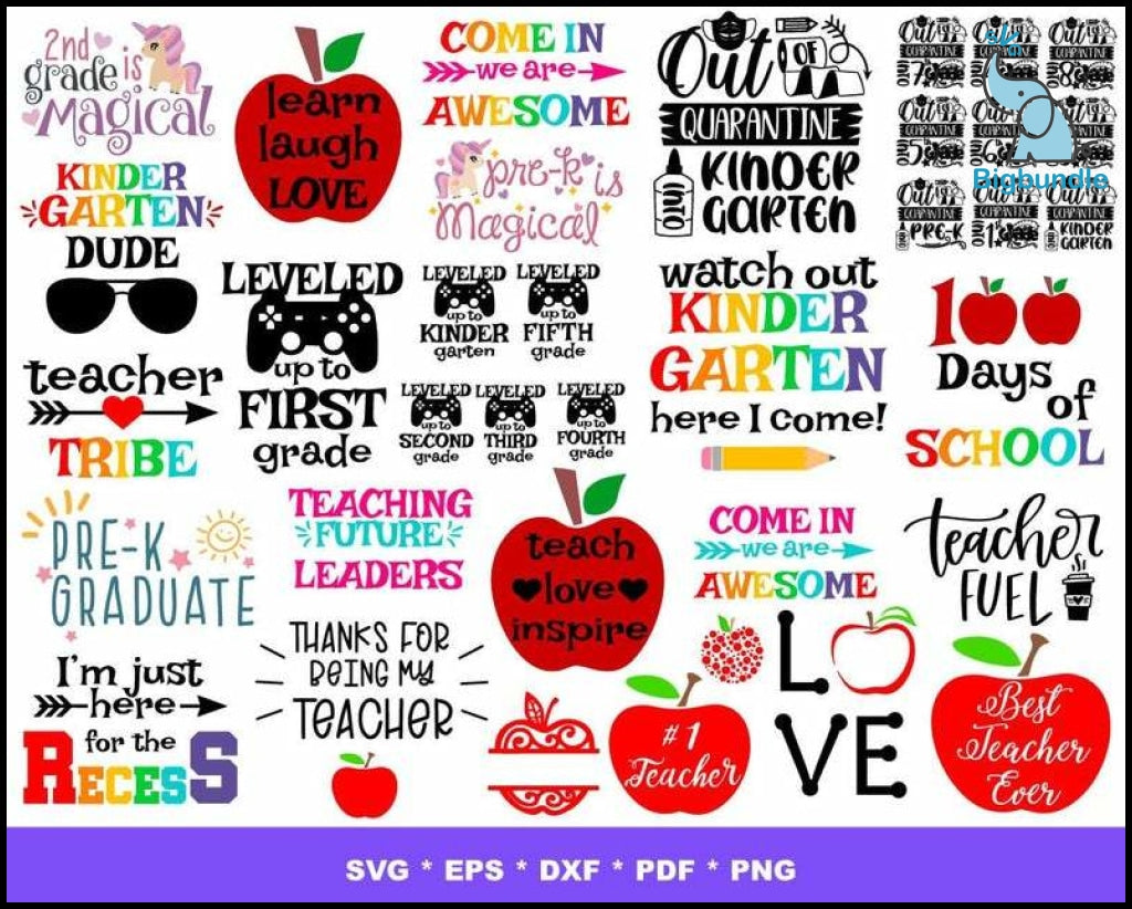 2000+ Back to school mega bundle svg, png, eps, dxf for cricut and print