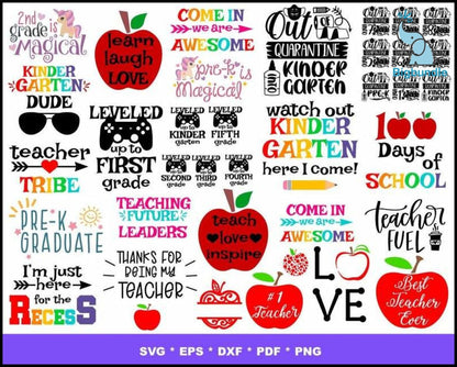 2000+ Back to school mega bundle svg, png, eps, dxf for cricut and print