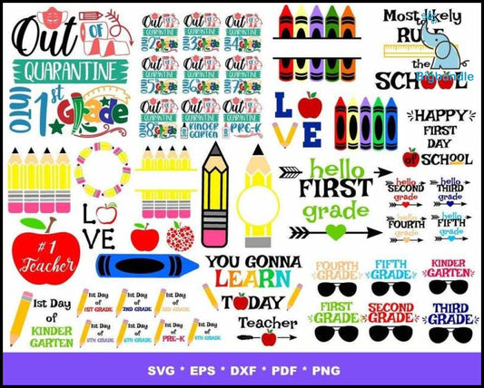 2000+ Back to school mega bundle svg, png, eps, dxf for cricut and print