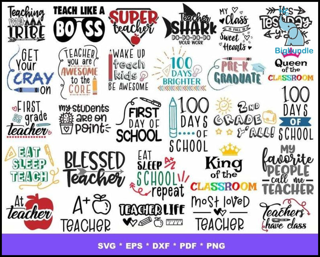 2000+ Back to school mega bundle svg, png, eps, dxf for cricut and print