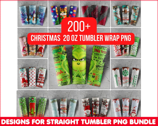 200+ Christmas Tumbler, 20oz Skinny Tumbler Sublimation, Christmas designs for Straight Tumbler PNG Instant Download CRM12112204
