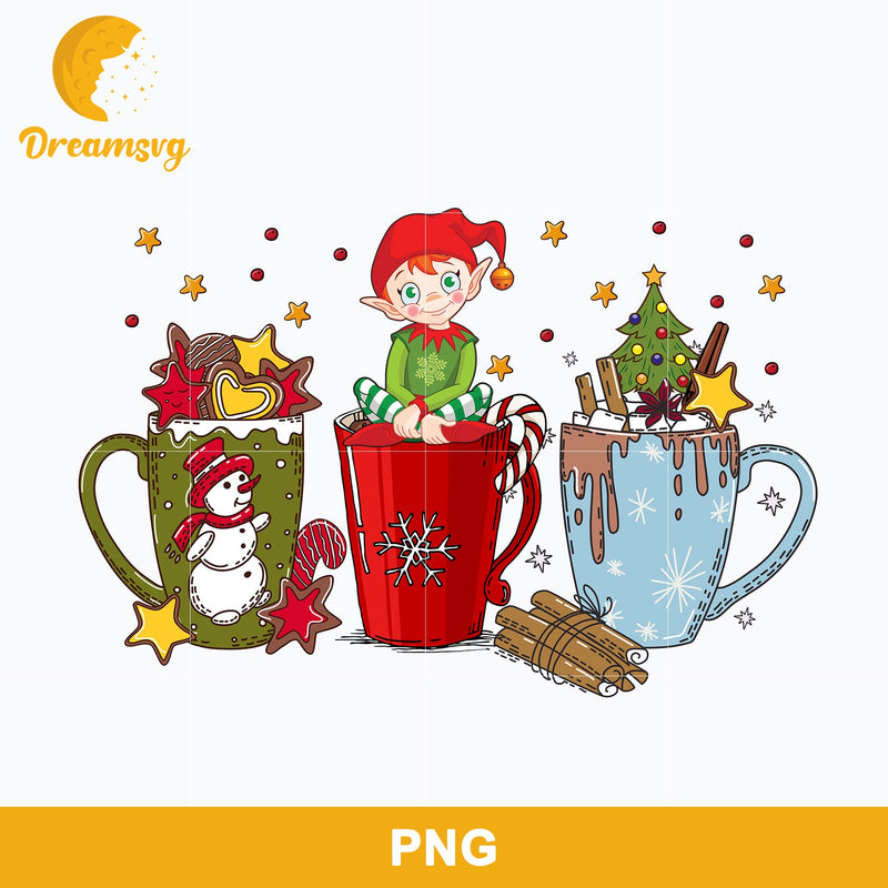 Elf Christmas Png, Green Goblin Christmas Coffee Png, Snowman Christmas Drink Png File