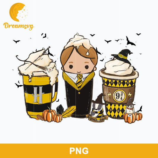Harry Latte Coffee Cups PNG, Harry Potter Coffee Halloween PNG, Hand Drawn Files