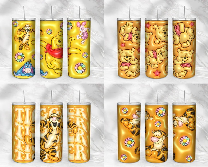 20+ 3D Pooh And Friends Characters Tumbler Wrap - Instant download