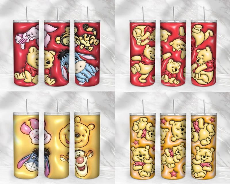 20+ 3D Pooh And Friends Characters Tumbler Wrap - Instant download