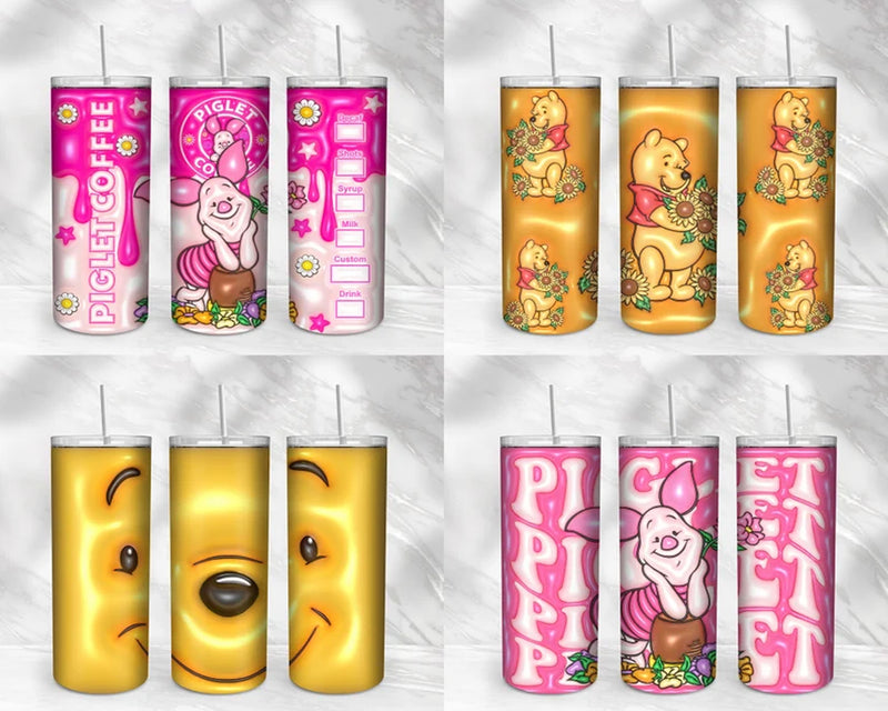 20+ 3D Pooh And Friends Characters Tumbler Wrap - Instant download