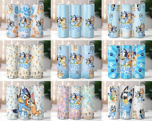20+ Blue Dog Tumbler Wrap Bundle, 20Oz Cup Designs, Instant download