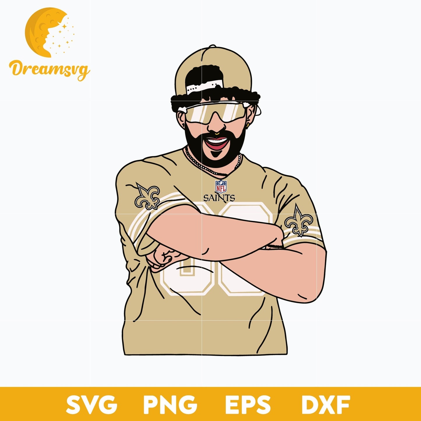 Bad Bunny New Orleans Saints SVG, New Orleans Saints NFL SVG, PNG DXF EPS Digital File