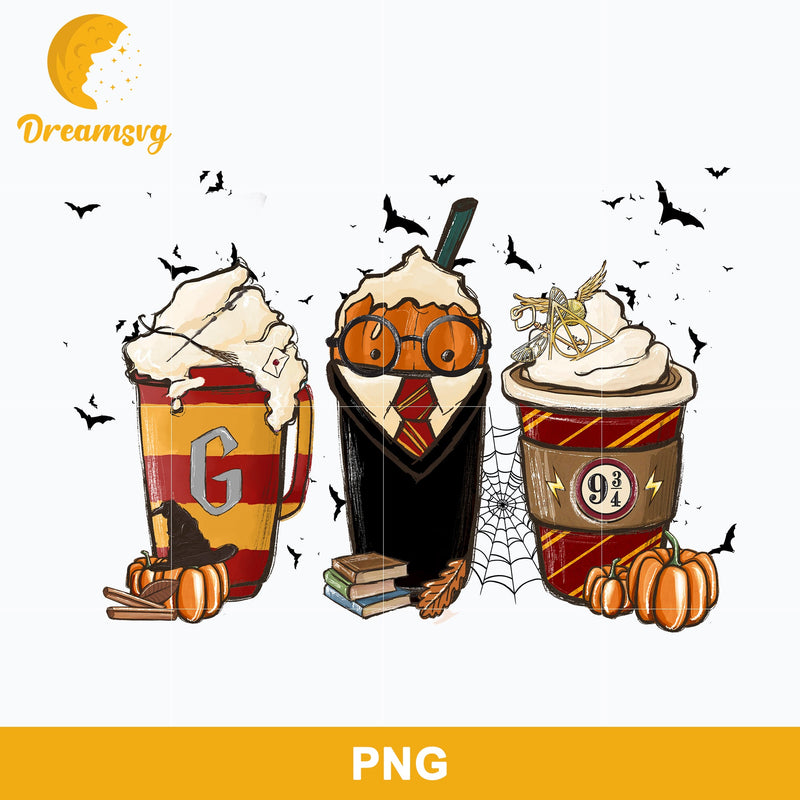 Harry Potter Latte Coffee Cups PNG, Harry Potter Coffee Halloween PNG, Hand Drawn Files