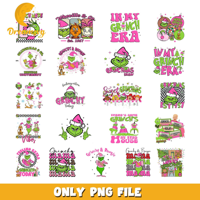 In my grinch eras christmas pink bundle png, grinch pink png