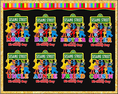 21+ Sesame PNG Bundle, Sesame street png, Bundle birthday boy designs, digital download.