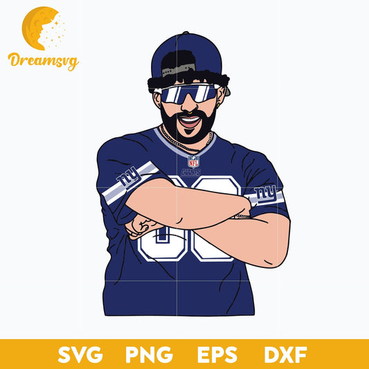 Bad Bunny New York Giants SVG, New York Giants NFL SVG, PNG DXF EPS Digital File