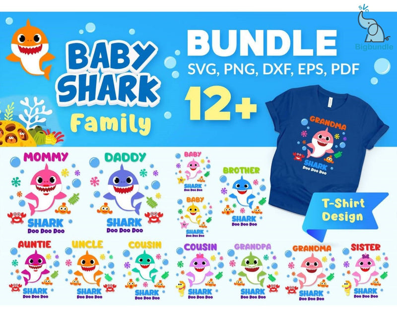 Baby shark svg bundle - Digital download