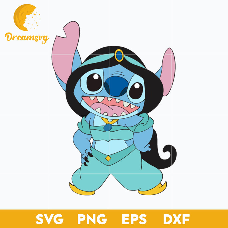 Stitch Princess Jasmine SVG, Stitch Jasmine SVG, Stitch Halloween SVG, PNG, DXF, EPS Digital File.